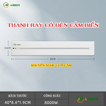 Thanh Ray Ổ Cắm Điện AGREEN AT3 40cm Trắng – Cảm Biến, USB Type-C