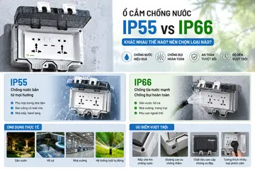 Ổ cắm chống nước IP55 và IP66 khác nhau thế nào? Đừng mua nếu chưa biết điều này!